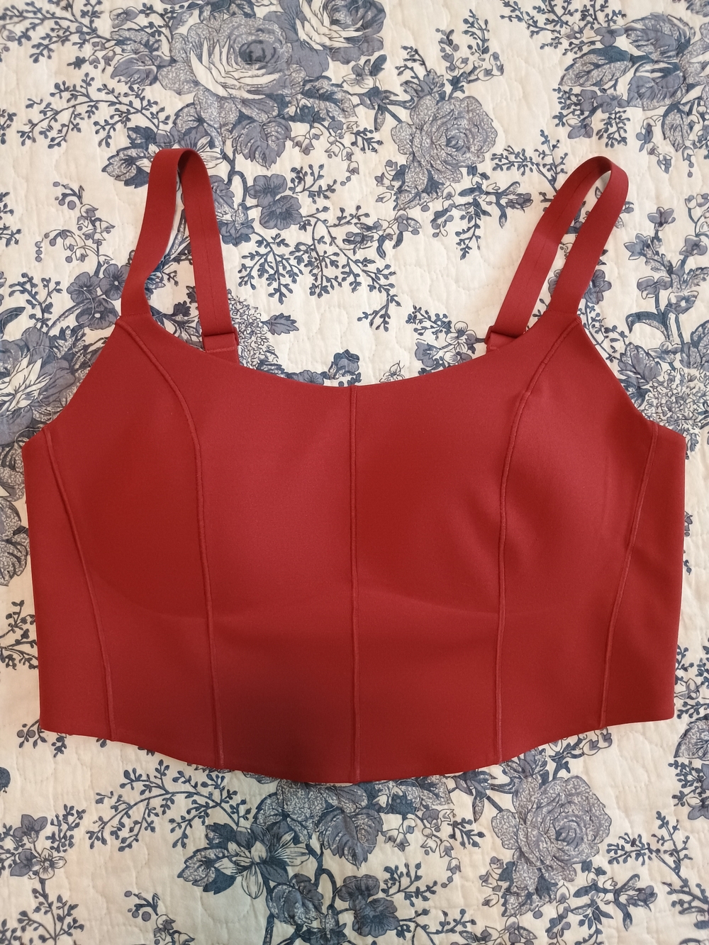 OFFLINE by Aerie Red Longline Sports Bra Corset Workout Top Size L